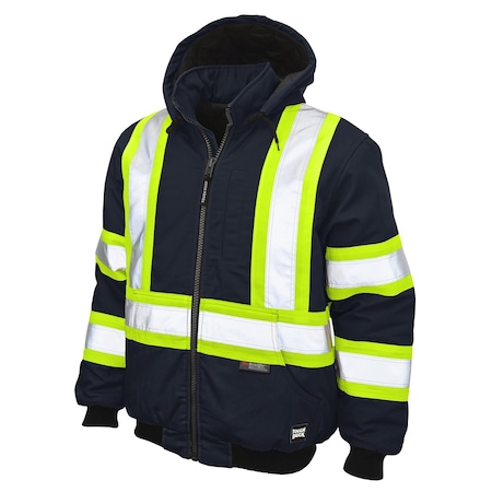 Hi-Vis Safety Bomber Jacket, 100% Cotton 10 oz Duck, Class 1 Type O, Navy, 3XL MPN:SJ252