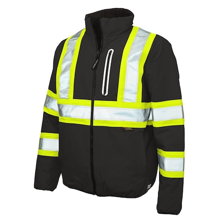 Hi-Vis Reversible Safety Jacket, 300D Ripstop, 100% Polyester, Class 1 Type O, Black, L MPN:SJ271