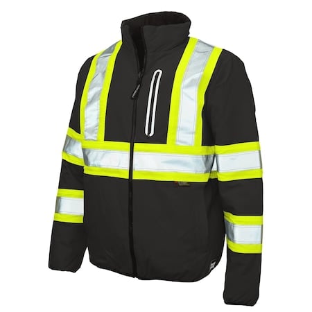 Hi-Vis Reversible Safety Jacket, 300D Ripstop, 100% Polyester, Class 1 Type O, Black, XS MPN:SJ271