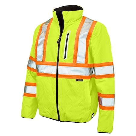 Hi-Vis Reversible Safety Jacket, 300D Ripstop, 100% Polyester, Class 3 Type R, Hi-Vis Green, XS MPN:SJ271