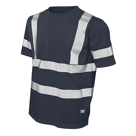 Hi-Vis Short Sleeve T-Shirt, 100% Polyester Micro Mesh, Navy, S MPN:ST071