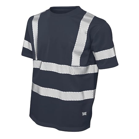 Hi-Vis Short Sleeve T-Shirt, 100% Polyester Micro Mesh, Navy, 2XL MPN:ST071