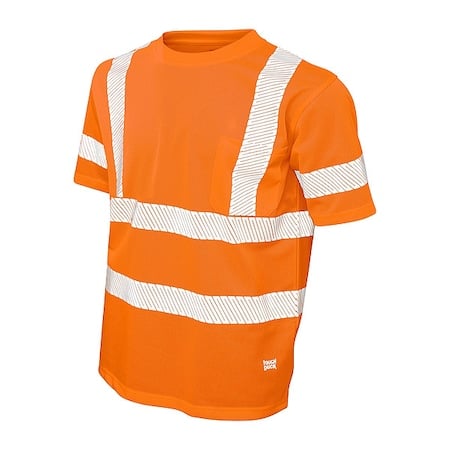 Men's T-Shirt, Polyester, Pullover, 1 Pocket(s), Orange, XL MPN:ST071