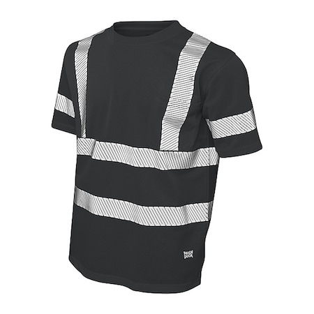 Men's T-Shirt, Polyester, Pullover, 1 Pocket(s), Black, 2XL MPN:ST071