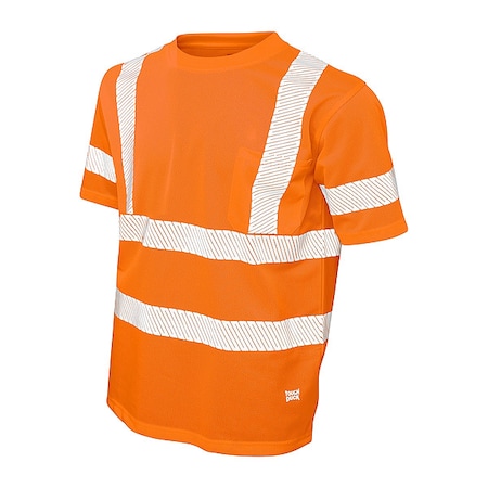 Men's T-Shirt, Polyester, Pullover, 1 Pocket(s), Orange, M MPN:ST071