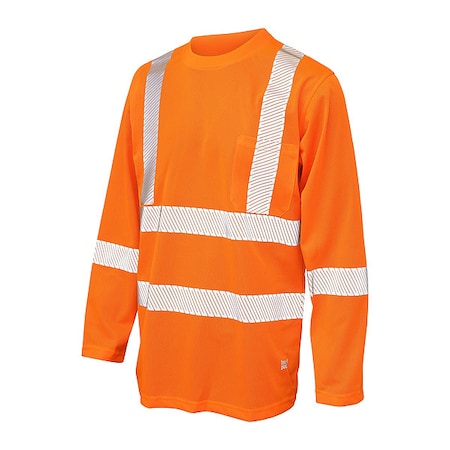 Men's T-Shirt, Polyester, Pullover, 1 Pocket(s), Orange, L MPN:ST081