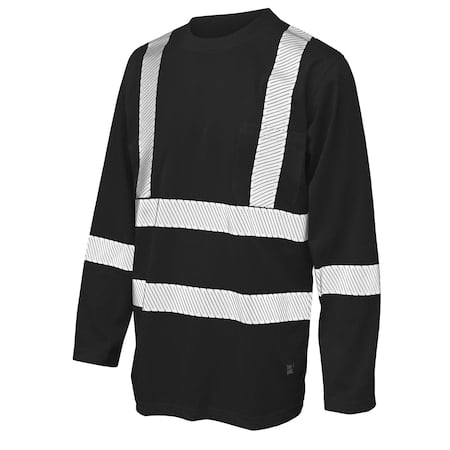 Hi-Vis Long Sleeve T-Shirt, 100% Polyester Micro-Mesh, Black, 4XL MPN:ST082