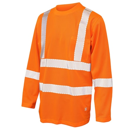 Hi-Vis Long Sleeve T-Shirt, 100% Polyester Micro-Mesh, Orange, 4XL MPN:ST082
