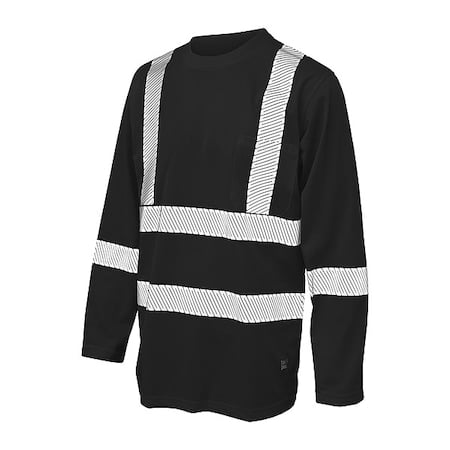 Men's T-Shirt, Polyester, Pullover, 1 Pocket(s), Black, 3XL MPN:ST082