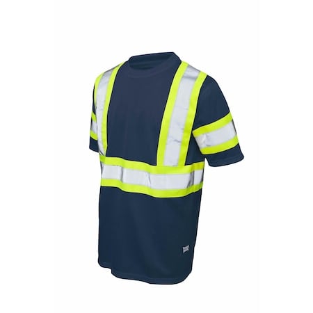 Hi-Vis Short Sleeve T-Shirt, 100% Polyester Micro-Mesh, Navy, S MPN:ST091