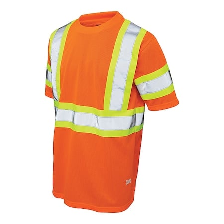 Men's T-Shirt, Polyester, Pullover, 0 Pocket(s), Orange, L MPN:ST091