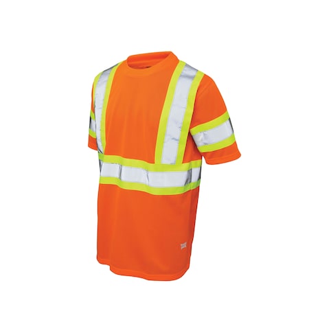 Hi-Vis Short Sleeve T-Shirt, 100% Polyester Micro-Mesh, Orange, 4XL MPN:ST092