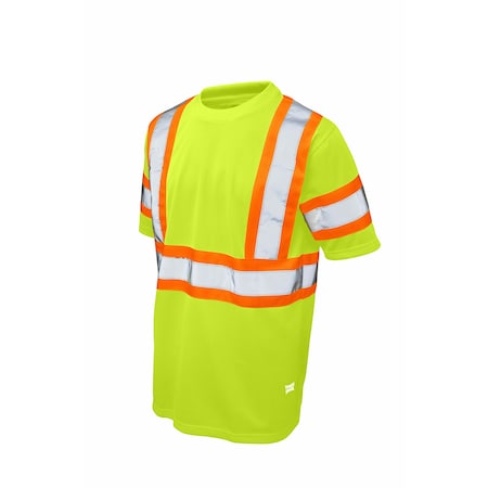 Hi-Vis Short Sleeve T-Shirt, 100% Polyester Micro-Mesh, Yellow, 5XL MPN:ST092