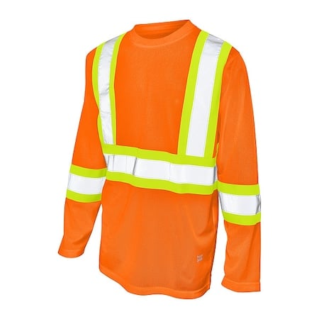 Men's T-Shirt, Polyester, Pullover, 0 Pocket(s), Orange, M MPN:ST101