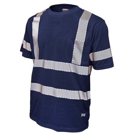Short Sleeve Safety T-Shirt, 100% Polyester Jersey, Navy, M MPN:ST121