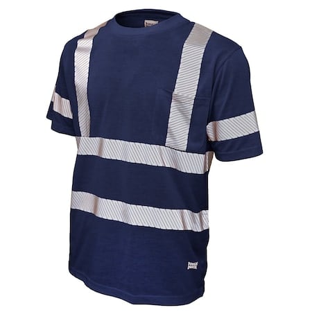 Short Sleeve Safety T-Shirt, 100% Polyester Jersey, Navy, 4XL MPN:ST122