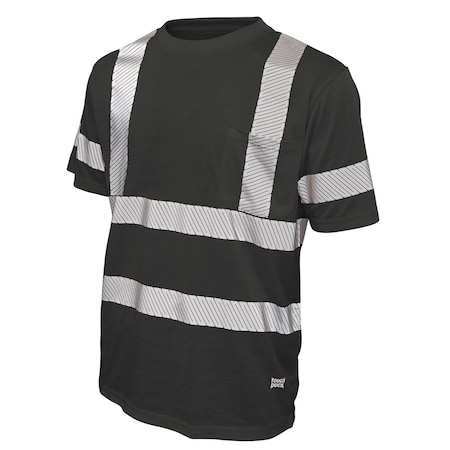 Short Sleeve Safety T-Shirt, 100% Polyester Jersey, Black, 4XL MPN:ST122