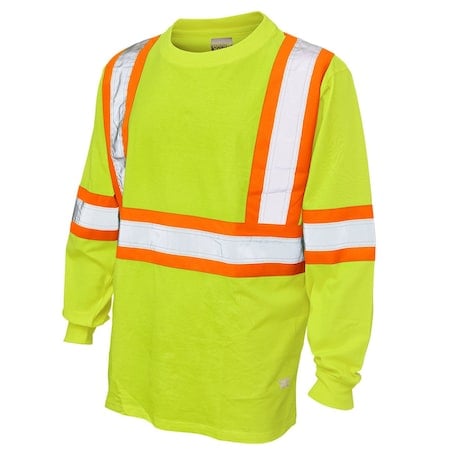 Long Sleeve Safety T-Shirt, 100% Cotton Jersey, Yellow, L MPN:ST211