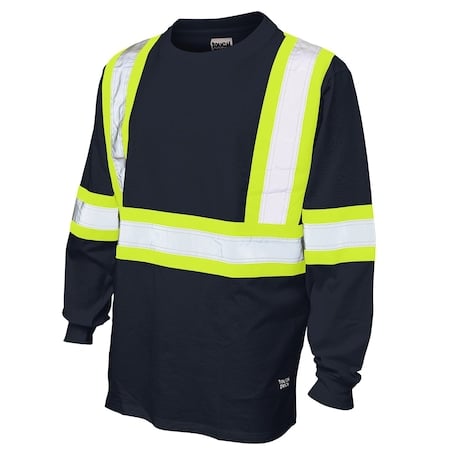 Long Sleeve Safety T-Shirt, 100% Cotton Jersey, Navy, M MPN:ST211