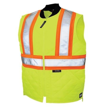 Hi-Vis Quilted Safety Vest XS Class 2 X Back, Zipper 3 Pockets MPN:SV051