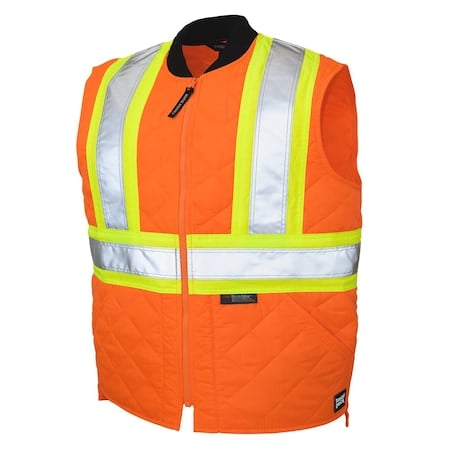 Hi-Vis Quilted Safety Vest M Class 2 X Back, Zipper 3 Pockets MPN:SV051