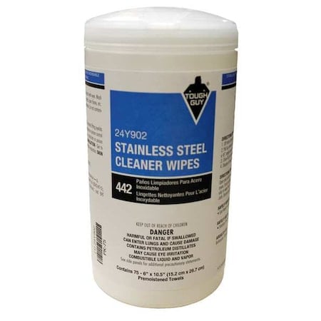 Stainless Steel Cleaner Wipes, 6 x 10-1/2