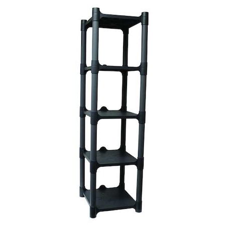 Freestanding Plastic Shelving, Open Style, 15 in D, 13 in W, 48 in H, 5 Shelves, Gray MPN:190165