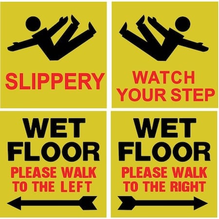 Floor Safety Sign, 8 in H, 8 in W, Plastic, English, 6GJA1, PK4 MPN:6GJA1