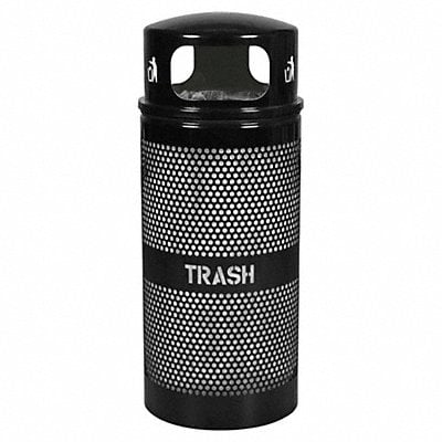 Trash Can 34 gal Black Steel MPN:13P564