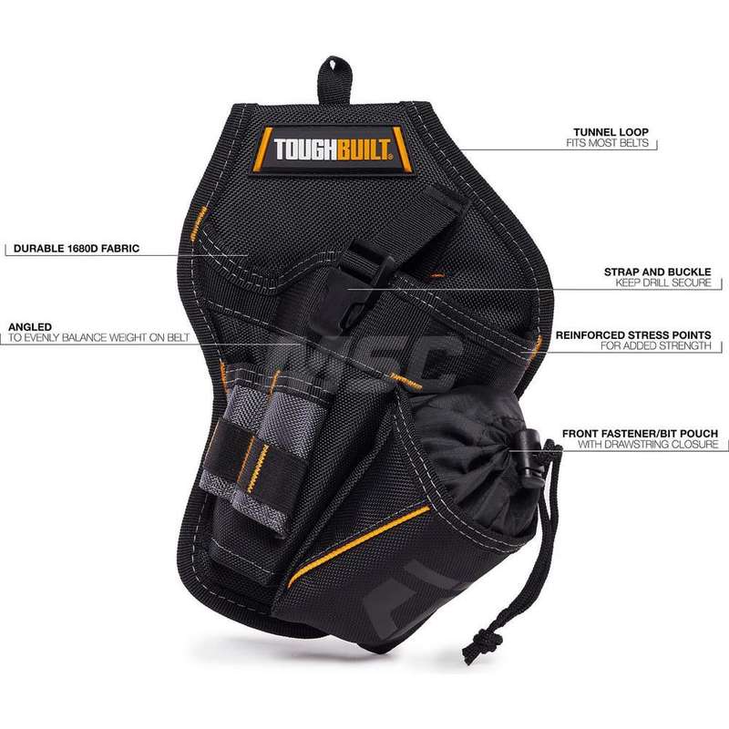 Tool Pouch: 2 Pockets, Polyester, Black MPN:TB-220-B