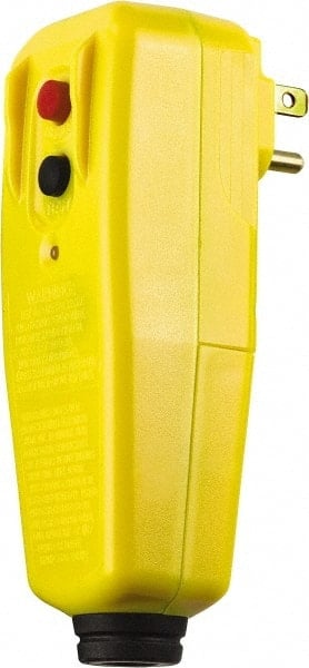 1 Outlet, 125 Volt, 15 Amp, Yellow, Right Angle GFCI Plug MPN:30434010