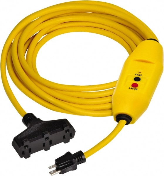 3 Outlets, 125 Volt, 15 Amp, Yellow, GFCI and Triple Tap Cord Set MPN:30438302-01