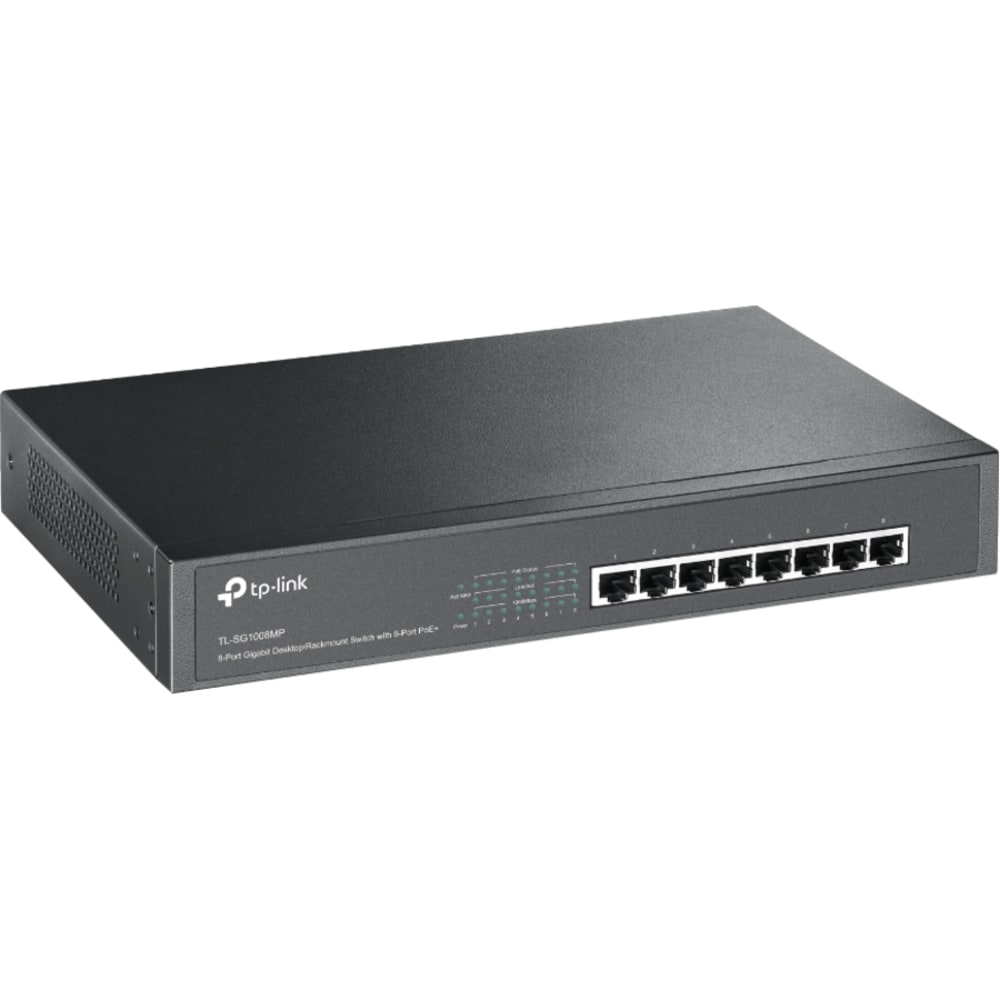 TP-Link 8-Port Gigabit Desktop/Rackmount Switch with 8-Port PoE+ - 8 Ports - Gigabit Ethernet - 1000Bas - TLSG1008MP MPN:TL-SG1008MP
