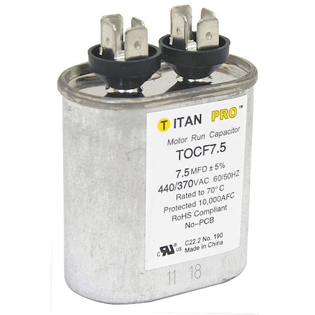 Motor Run Capacitor, 370V AC MPN:61903012