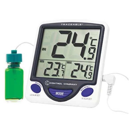 Digital Thermometer, 74 Degrees to 80 Degrees F for Wall or Desk Use MPN:4548