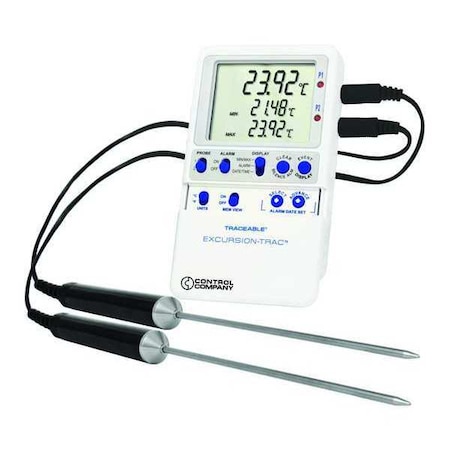 Digital Data Logging Thermometer, Excursion-Trac with (2) Stainless Steel Probe Style MPN:6436