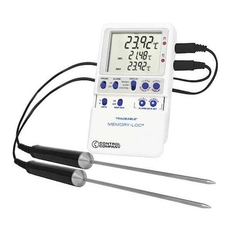 Digital Data Logging Thermometer, Memory-Loc with (2) Stainless Steel Probe Style MPN:6446