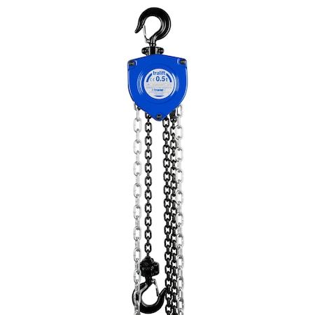 Tralift Manual Chain Hoist, 1, 000 lb. (0.5 Ton) Load Capacity, 15 ft. Lift MPN:19710