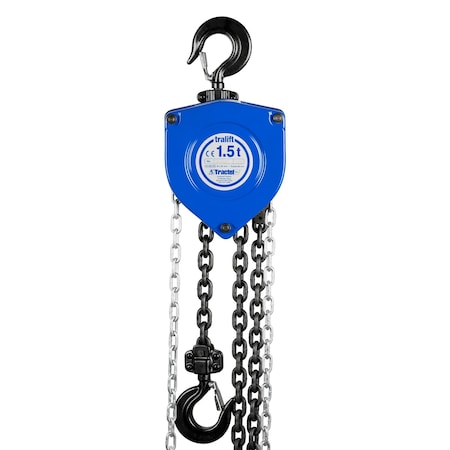 Tralift Manual Chain Hoist, 3, 000 lb. (1.5 Ton) Load Capacity, 15 ft. Lift MPN:19730