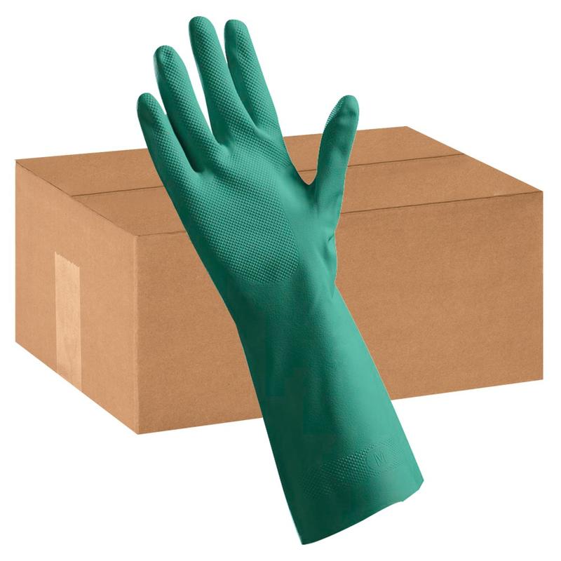 Tradex International Flock-Lined Nitrile General Purpose Gloves, Large, Green, Pack Of 24 (Min Order Qty 2)