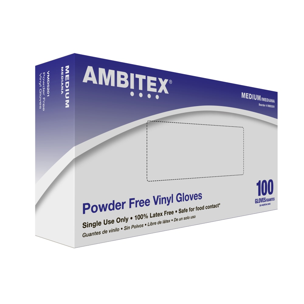 Tradex International Powder-Free Vinyl General Purpose Gloves, Medium, Clear, Box Of 100 (Min Order Qty 11)