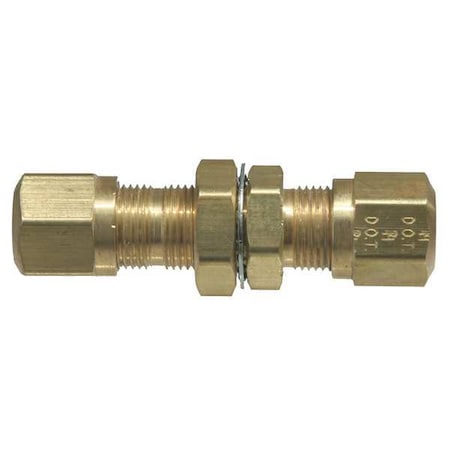 Bulkhead Union, Compression, Brass, 1/4Pipe MPN:974-6