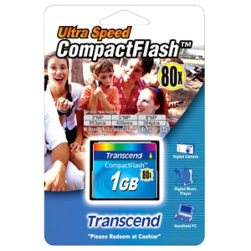 Transcend 1GB CompactFlash Card - 80x - 1 GB MPN:TS1GCF80