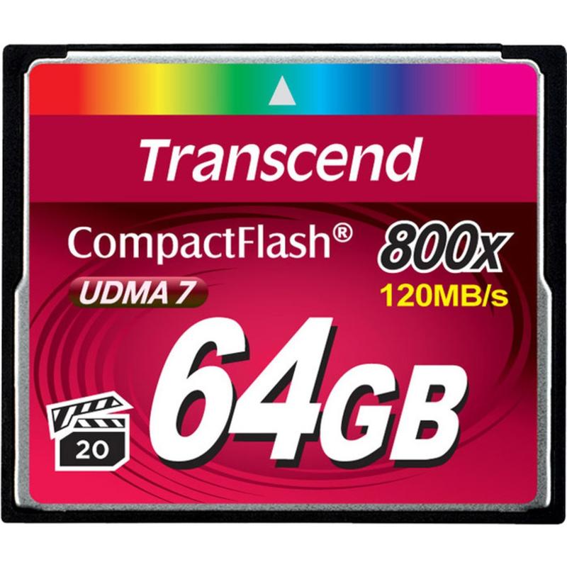 Transcend Premium 64 GB CompactFlash - 120 MB/s Read - 60 MB/s Write - 800x Memory Speed - Lifetime Warranty MPN:TS64GCF800