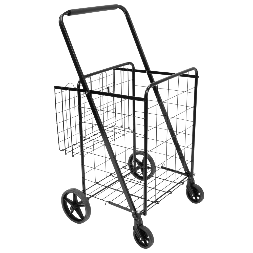 Mount-It! MI-907 Rolling Utility Shopping Cart, 22inH x 18inW x 16inD, Black MPN:MI-907