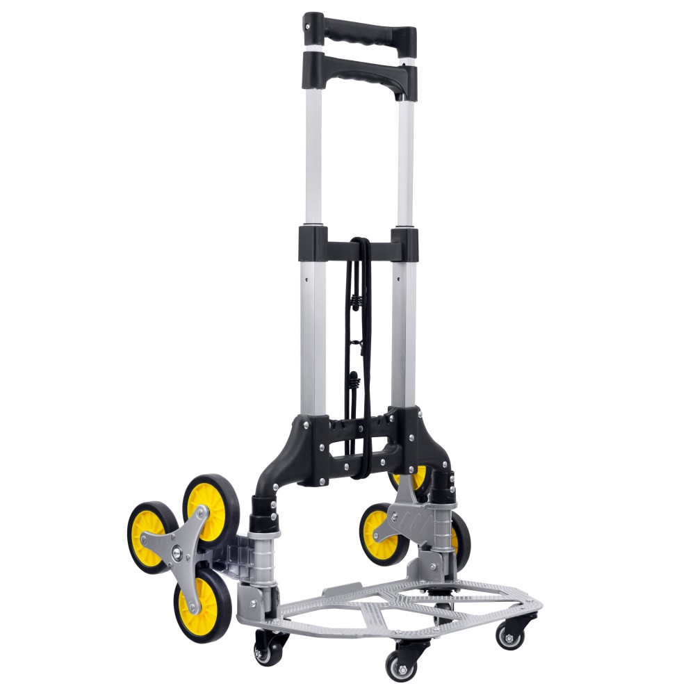 Mount-It! Steel Tri-Wheel Stair Climber Hand Truck, 42inH x 15-1/4inW x 17inD, Silver/Yellow/Black MPN:MI-953