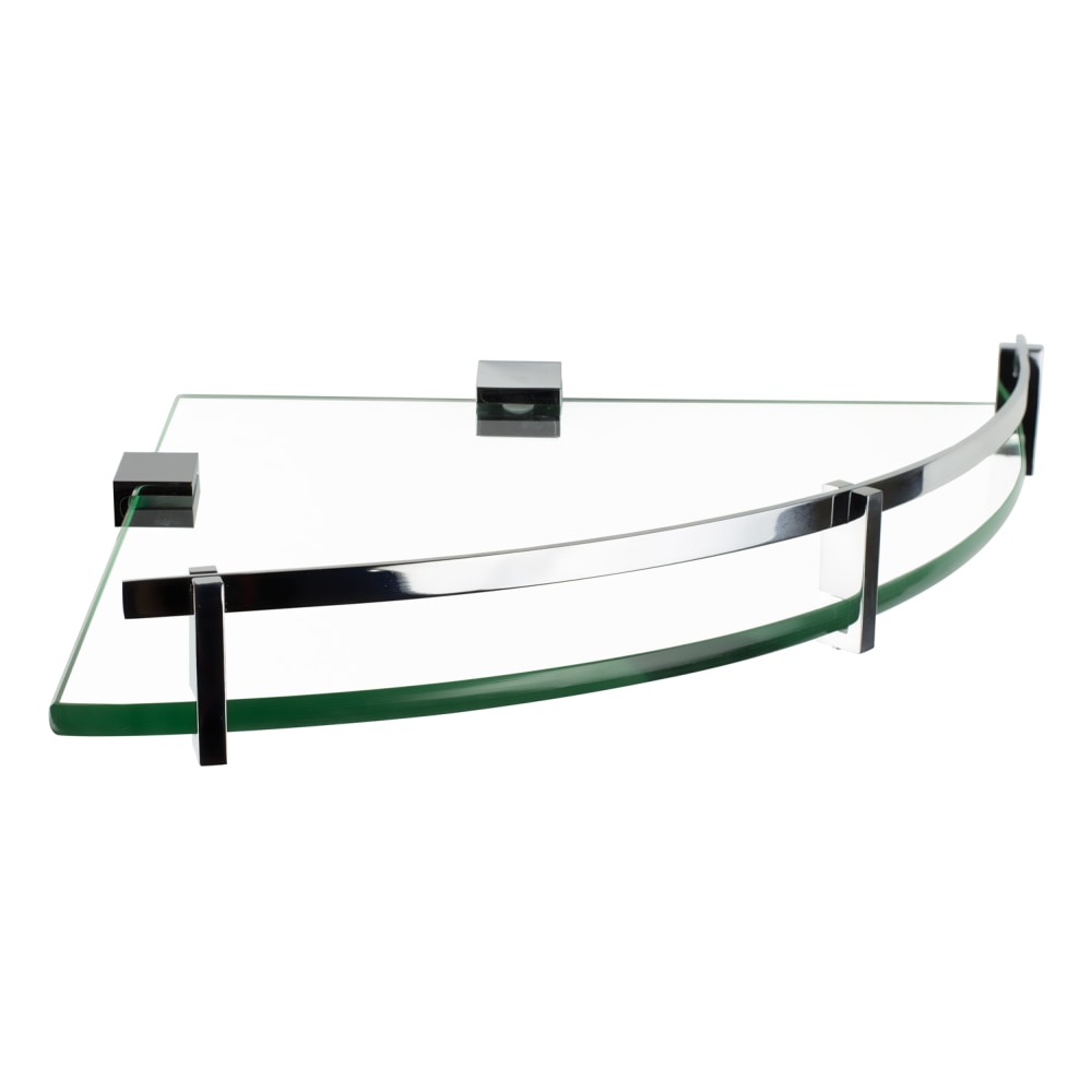 Mount-It! MI-824A Corner Glass Shelf With Chrome Rail, 4in x 9-13/16in MPN:MI-824A
