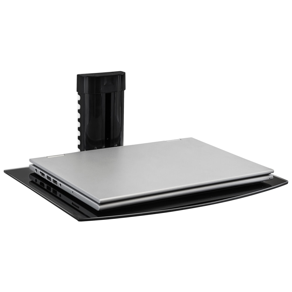 Mount-It! MI-891 Floating Glass Wall Shelf, 4.25inH x 14.25inW x 9.87inD, Black MPN:MI-891