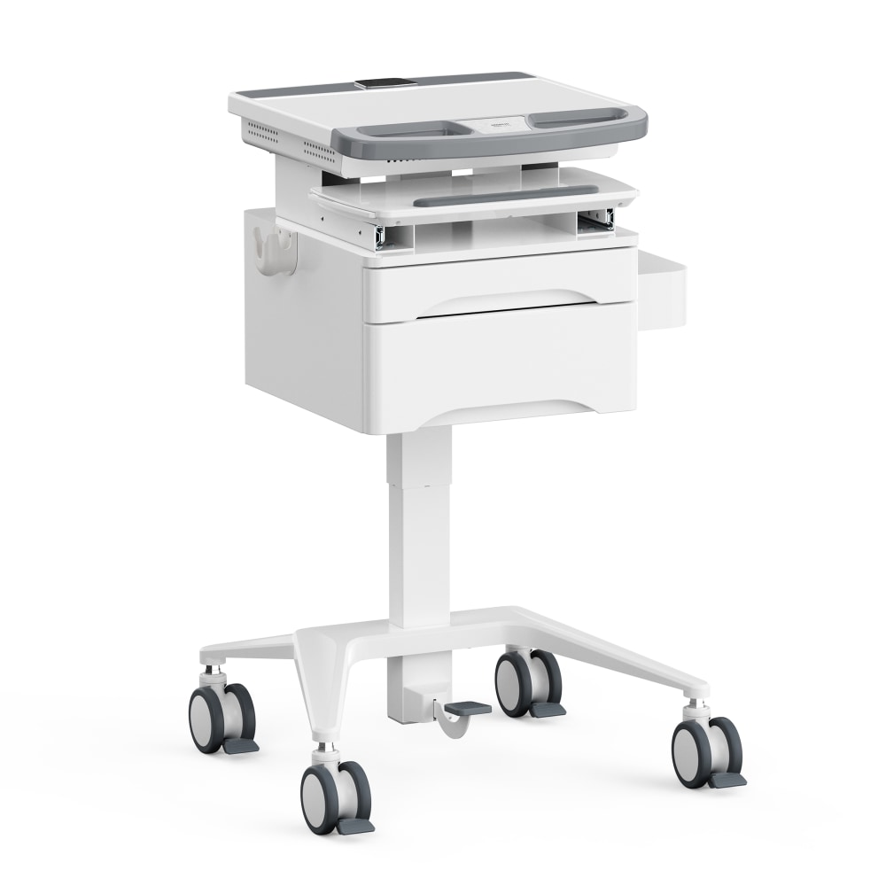 Mount-It! Medhub Mobile Workstation With Drawers, 31-1/2inH x 25-5/8inW x 21-3/4inD, White/Gray MPN:MI-16004