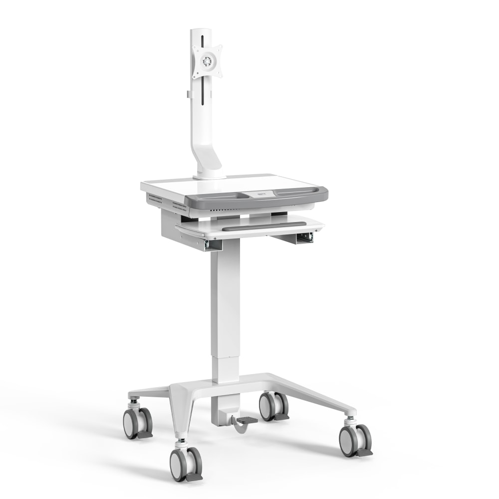 Mount-It! MedHub Mobile Medical Cart Workstation with Monitor Mount, White/Gray MPN:MI-16015